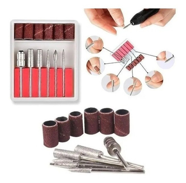 Kit Fresas De Manicuria Repuesto De Torno X 6 + 6 Lijas 0