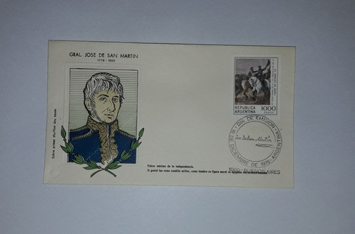 Sobre Primer Día Emisión 1978 Gral. José De San Martín 0