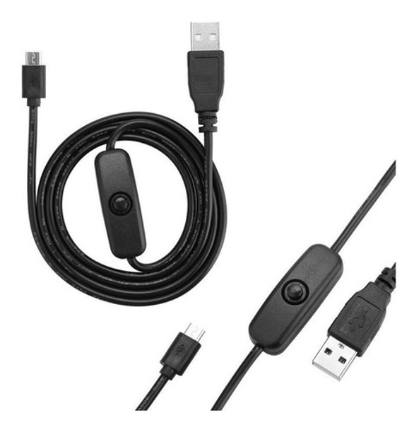 Cabo P/ Robótica E Raspberry Micro-usb C/ Interruptor On/off 0