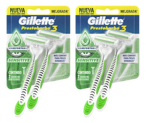 Kit X2 Máquina De Afeitar Gillette Prestobarba Sensitive 2 U 0