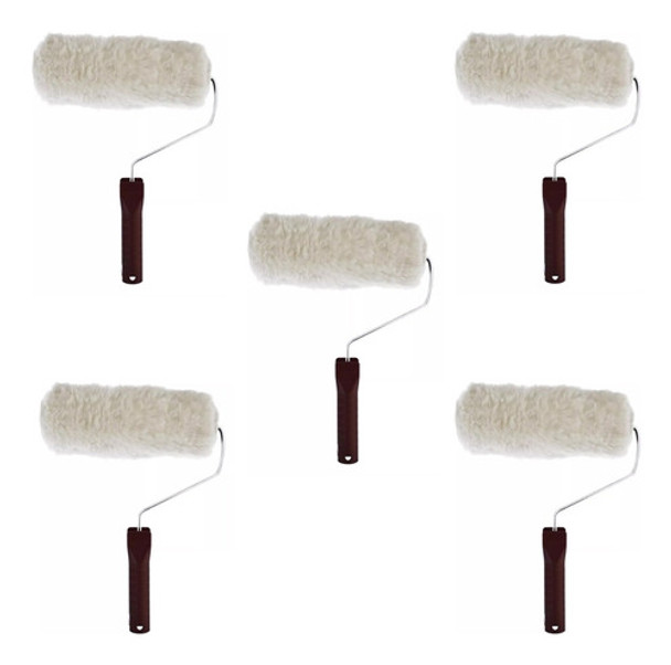 5 Rodillos De Lana Natural 17 Cm Pelo Largo Para Látex Mm 0 5 Rodillos De Lana Natural 17 Cm Pelo Largo Para Látex Mm 0