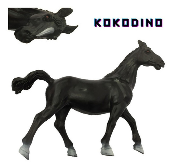 Caballo Rabicano Negro Potro Juguete De Goma Granja Kokodino 0