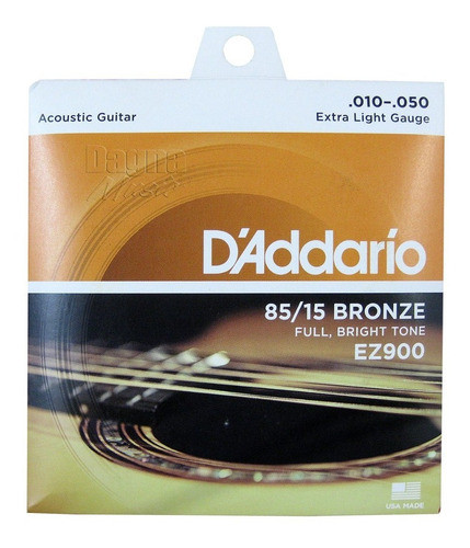 Cuerdas Guitarra Acustica Daddario 010 Encordado Ez900 Cuota 0