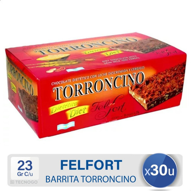 Barrita De Cereal Torroncino Felfort Diet Caja X30 Unidades 0 Barrita De Cereal Torroncino Felfort Diet Caja X30 Unidades 0