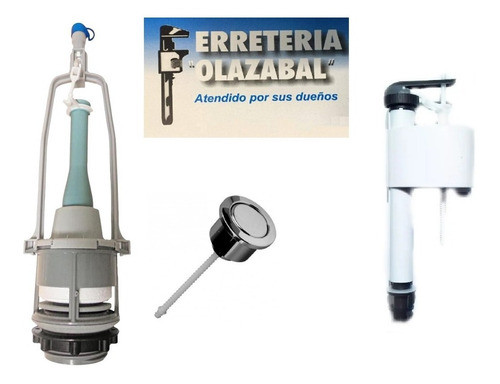 Repuesto Valvula Descarga + Entrada De Agua + Pulsador Roca 0