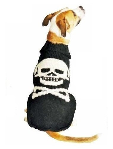 Chilly Dog Black Skull Dog Sweater Grande 0