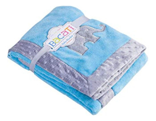 Mantas De Elefantes De Bacati, Aguamarina Con Borde Gris 0