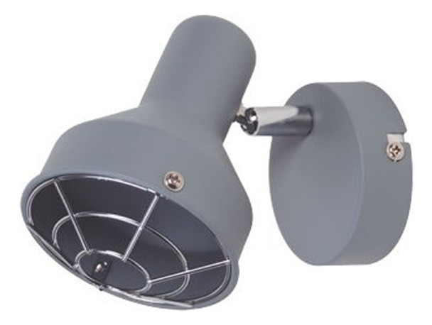 Lampara Spot 1 Luz Metálica Tulipa Con Reja Gris E14 0