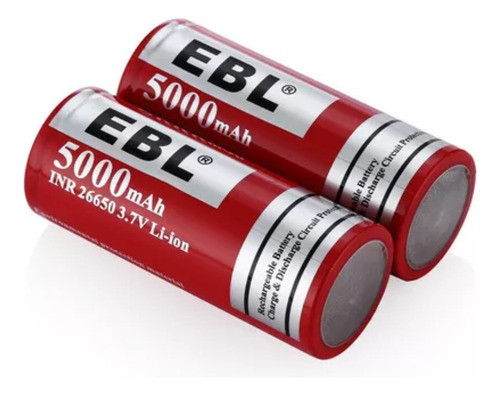 2 Pilas Recargables Ebl 3,7v 5000mah Bateria 26650 0