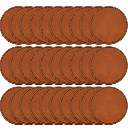 Parches De Cuero En Blanco Con Adhesivo Redondos-30un Marron 0