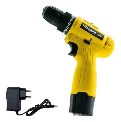 Parafusadeira Furadeira Amarela Bateria 12v Bivolt Titanium 0