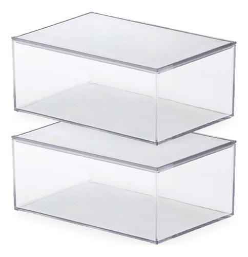 Kit 2 Caixas Organizadoras Acessórios Acrílico Com Tampa 0