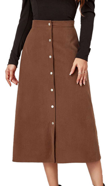 Saia Marrom M A Line, Longa, Apertada, Cintura Alta, Fina, C 0
