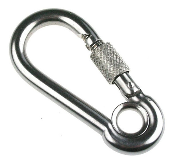 Mosquetão Inox Com Trava 4mm X 40mm Com Olhal 0