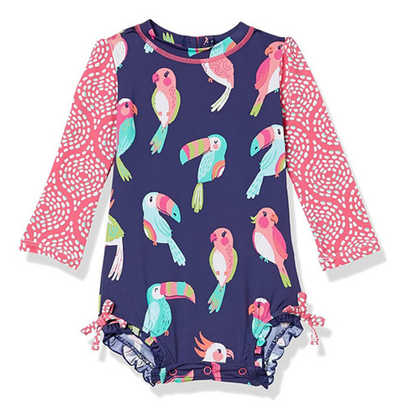 Hatley Baby Girls Minimal Rash Guard Set, Náutica Whales, 12 0