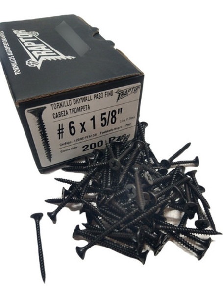 Tornillo Drywall Paso Fino 6x1 5/8 X200 Unidades  - Visnu 0