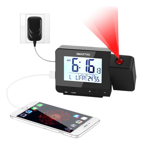 Reloj Despertador Smartro, Reloj De Proyección Digital Con C 0
