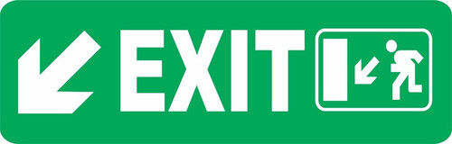Cartel Evacuacion Exit Oblicua Abajo Izquierda 14x41 0