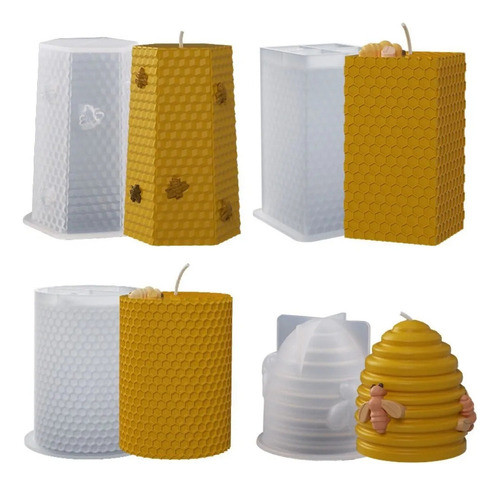 Molde De Vela De Silicone Honeycomb De 4 Peças 0