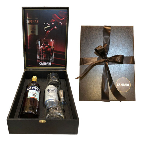Kit Campari 900ml + 2 Copos Vidro + Água Tônica + Dosador 0