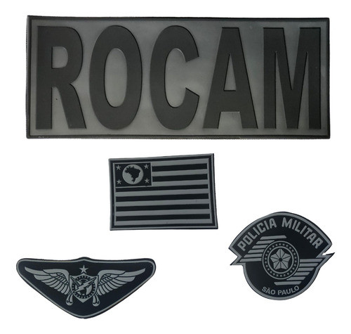 Kit Rocam Com Logo Pm Mais Bandeira Sp E Breve Patrulheiro 0