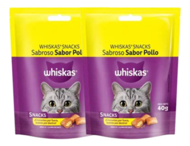 Whiskas Golosina Snack Para Gatos Sabor Pollo 40 Gr X 2 Unid 0