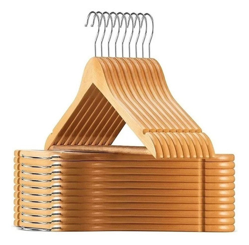 Pack X 50  Percha De Madera Lustrada Calidad Latin 0