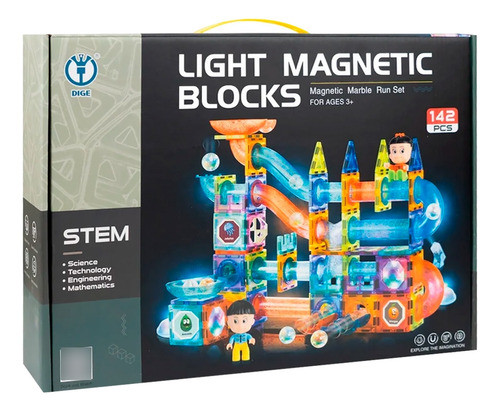 Juego De Bloques Magnéticos Con Luz 142 Piezas 0