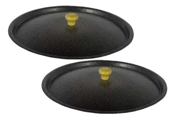 Jogo 2 Tampas De Alumínio Fundido Craqueada Preto 20cm 0