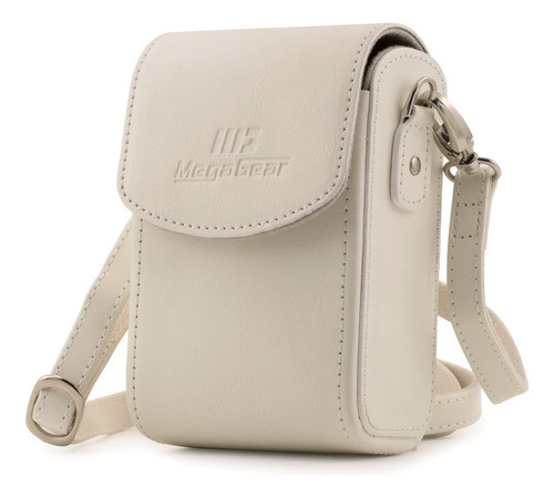 Estuche Cuero Blanco Con Correa Para Camara Canon 0