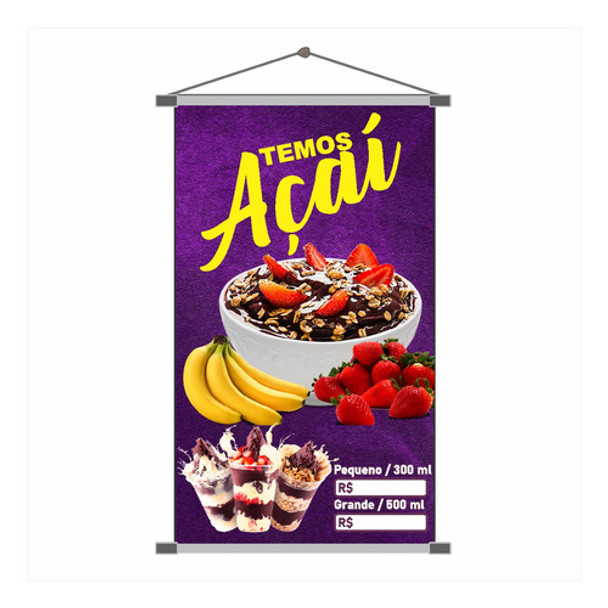 Banner Em Lona Pronto Açai 70x120cm Promoção 0