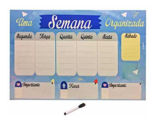 Painel Mural Planejamento Organização Semanal 60x40 - Square 0