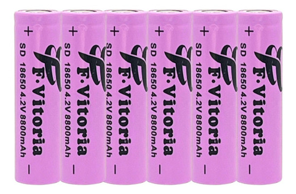 Kit 6 Bateria18650 Li-ion  8800mh 3.7v Lanterna Tática Led 0