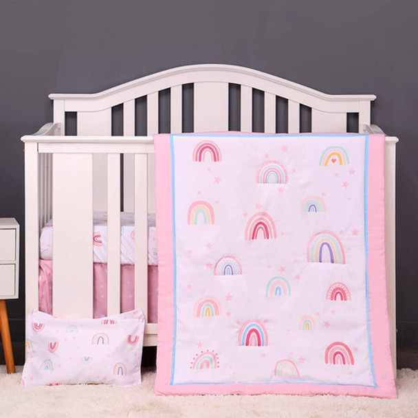 Baby Bees Rainbows 4 Piezas Juegos De Cama De Cuna Para Niño 0 Baby Bees Rainbows 4 Piezas Juegos De Cama De Cuna Para Niño 0