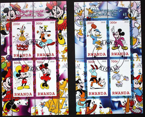 Ruanda * 2 Bloques * Mundo Disney * 8 Estampillas * 0