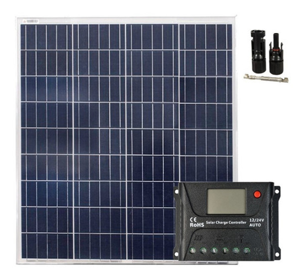 Kit Controlador Painel Placa Solar Fotovoltaico 60w 0 Kit Controlador Painel Placa Solar Fotovoltaico 60w 0