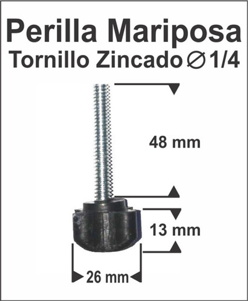 3 Perillas Mariposa Tornillo 1/4  X 48 Mm Rosca - Inyectada 0