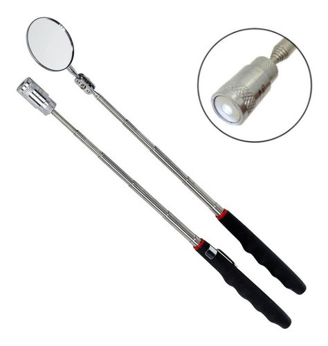 Espejo E Imán Telescópico Recogedor Luz Led (2 Piezas) Gd 0