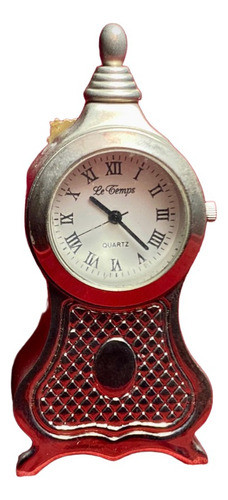 Reloj Miniatura De Mesa Le Temps Plateado Nuevo 0