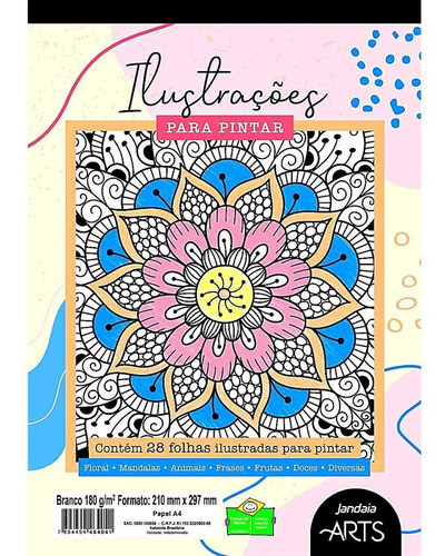 Bloco Ilustrações Para Colorir 180 Gramas 28 Fls - Jandaia 0