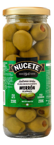 Aceitunas Verdes Rellenas De Morron Nucete Frasco 330 Gr 0