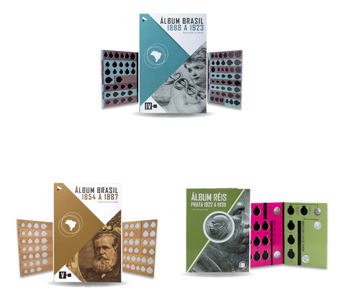 Kit 3 Álbuns Réis 1854 A 1923 Com Prata 0
