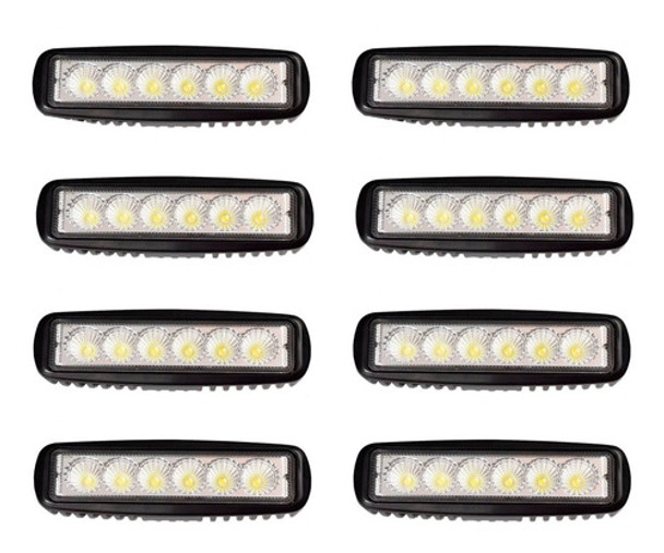 Kit 8 Faros Barra 6 Led Luz Auxiliar Accesorio Cosechadora 0