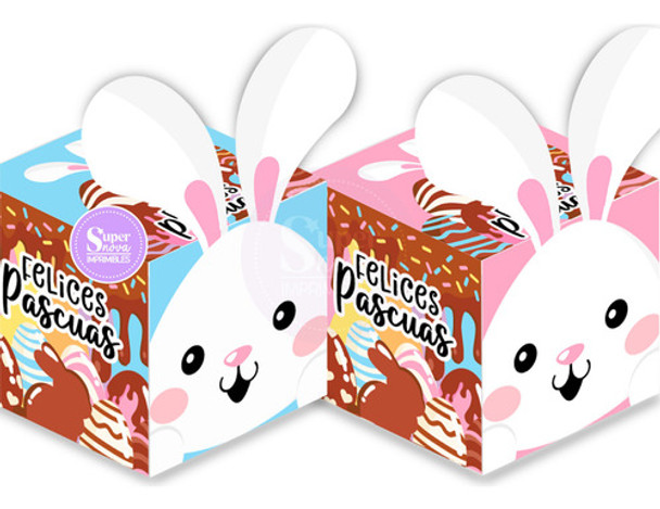 Kit Imprimible Cajita Cubo Dulces Pascuas Conejito 0