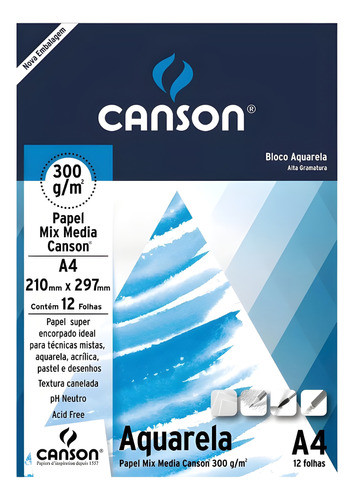 Bloco Canson Aquarela Mix Media Linha Universitária 300g/m 0