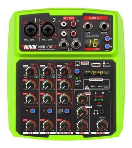 Consola Mixer Novik Nvk-i06bt 6 Canales Bluetooth Usb Verde 0