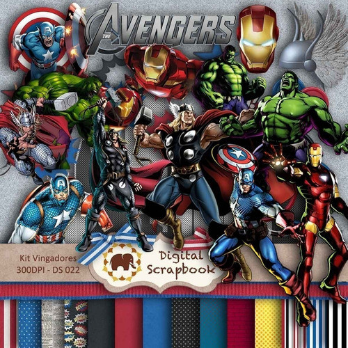Kit Imprimible Fondos Pack Clipart - Los Vengadores 0