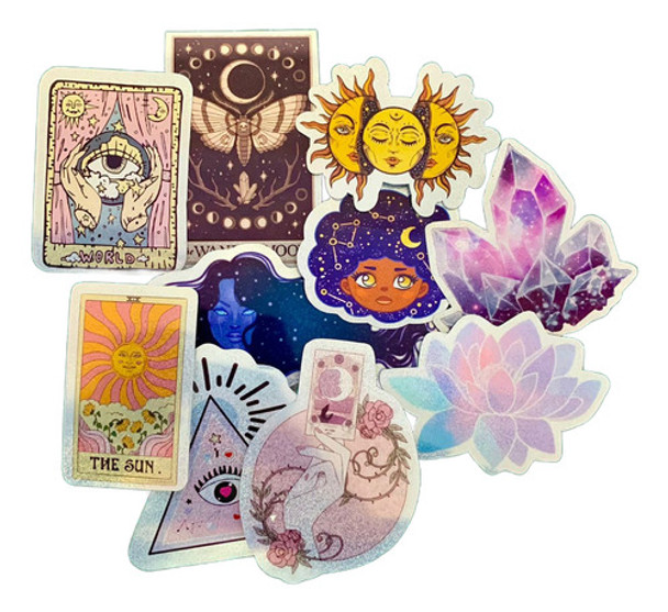 Sticker Vinilo Holografico Autoadhesivo Aesthetic 6 Pack X10 0