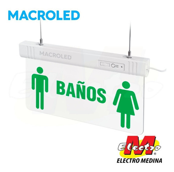 Cartel Luminoso Led Salida Baños Macroled Electro Medina 0