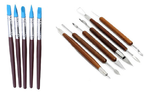 Kit 5estecas De Silicone+kit De 6pçs Ferramenta De Modelagem 0